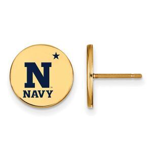 14k Gold Plated Silver U.S. Naval Academy Small Enamel Disc Earrings